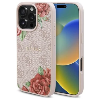 Guess GUHMP16XP4ROPEMCP iPhone 16 Pro Max 6.9" rožinis/pink hardcase 4G Flowers Print MagSafe