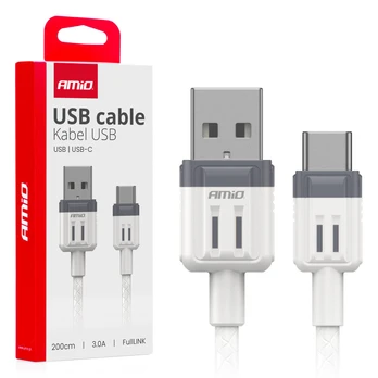 USB-A - USB-C 3A įkrovimo laidas 200 cm FullLINK AMIO-03906