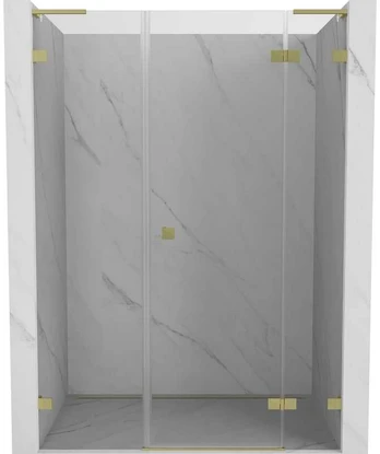 Dušo durys Mexen Lunar L, dešinė, 130 cm, transparent/brushed auksinis