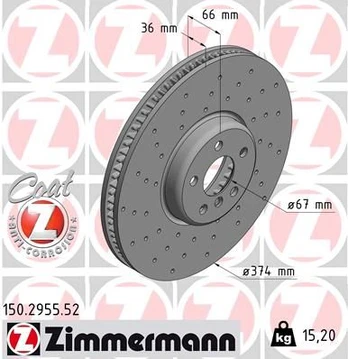 Stabdžių diskas ZIMMERMANN 150.2955.52