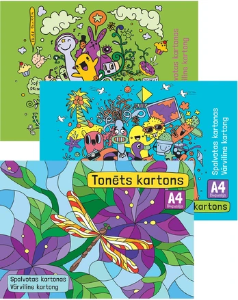Spalvotas kartonas, A4, 8 sp., dvipusis, 230gsm