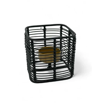 Juoda-auksinė metalinė žvakidė