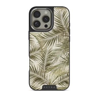 Happy Place - Palm iPhone 16 Pro Case, Elite Dark (MagSafe) / Silver