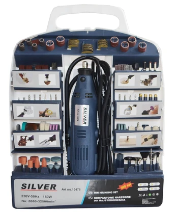 SILVER Sidabrinis MG01 gręžtuvas su priedais - 300 elementų