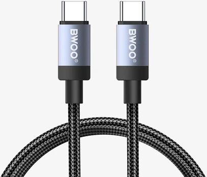 BWOO BO-X401CC braided cable USB-C - USB-C 1m PD 65W juodas