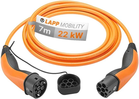 Kabelis EV PHEV Type 2 LAPP 22kW 32A oranžinė 7m