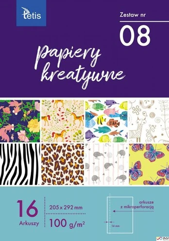 Kūrybinis popierius 16 lapų, 100 g/m², A4, Tetis