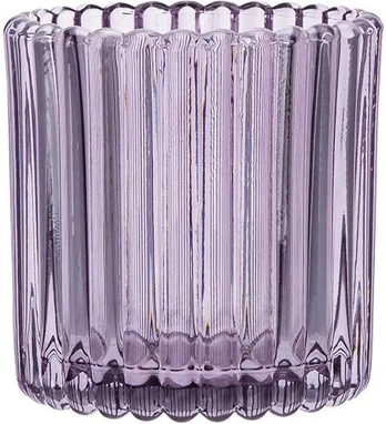 �WIECZNIK SZKLANY 7,5X7,5X7,5 CM KOL. Violetinis