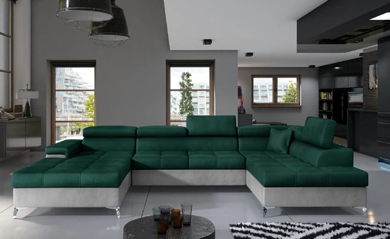 Kampinė sofa Eduardo su patalynės dėže, audinys Monolith 37, Monolith 84
