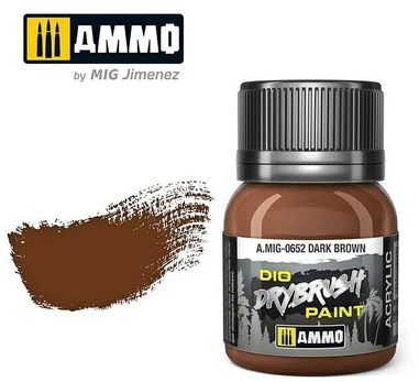 AMMO by MIG Jimenez AMMO MIG - Sendinimo priemonė DRYBRUSH Dark Brown, 40ml, 0652
