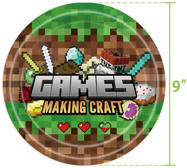 Vienkartinės lėkštutės Minecraft 23cm, 10 vnt.
