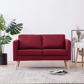 Dvivietė sofa, vyno raudonos spalvos, audinys kaina
