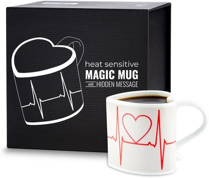Froster Magnetinė širdies formos magiška puodelė su šilumos efektu, romantinė, juoda