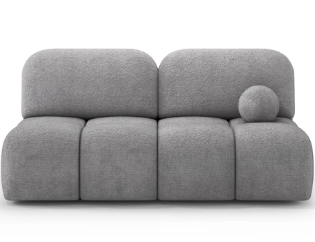 Nuwia sofa with sleeping function and storage box, grey plush upholstery, Modern, Gray