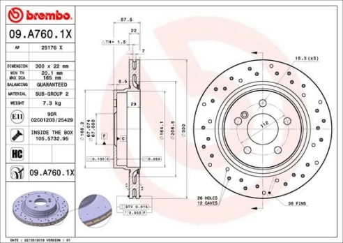 Stabdžių diskas BREMBO 09.A760.1X