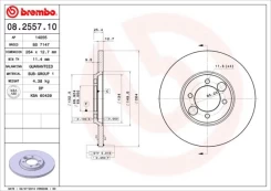 Stabdžių diskas BREMBO 08.2557.10 kaina