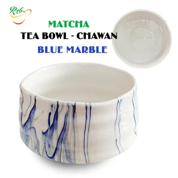 MATCHA CHAWAN - BLUE MARBLE - Matcha arbatos ruošimo keramikinis dubuo 500 ml