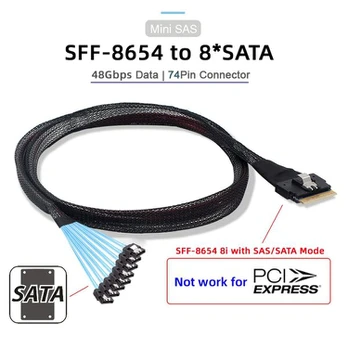 Slimsas 8i į 8x Sata 7pin kabelis, 0.5m