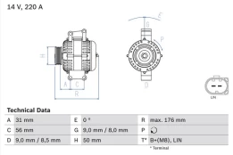BOSCH 0 986 047 640 Alternator kaina