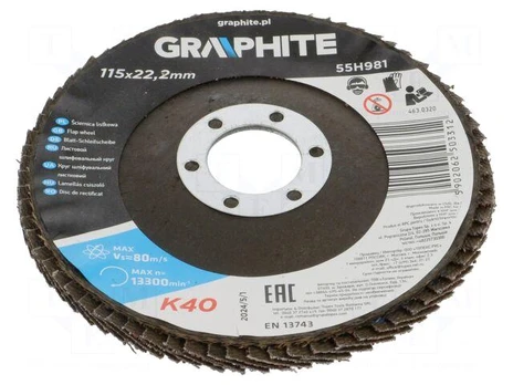 Flap grinding wheels | Ø: 115mm | Øhole: 22.2mm | Granularity: 40