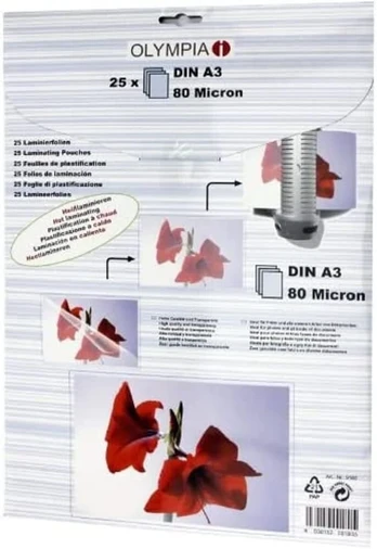 Olympia laminavimo plėvelė, 80 mikronų, A3, 50 vnt.