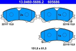 ATE 13.0460-5686.2 Brake pad set