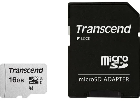 Transcend Micro SDHC 300S-A 16GB Class 10 UHS-I U1 su adapteriu