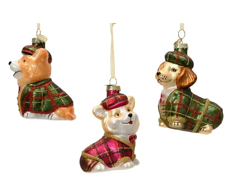 Christmas Tree toy Decoris Dog. various colours. glass