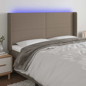 Galvūgalis su LED, taupe spalvos, 203x16x118/128cm, audinys