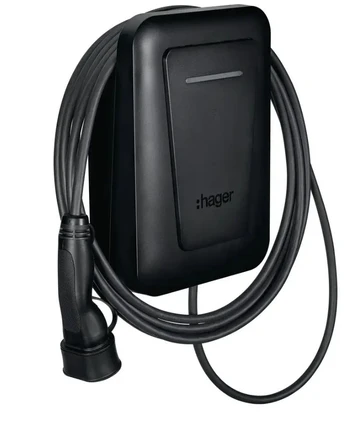 EVCS Hager witty one 11kW 3f RFID Bluetooth charging station with 6.5m T2 cable