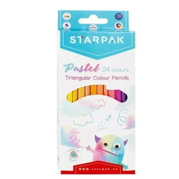 Trikampiai pieštukai 24 spalvų pastelė - Starpak