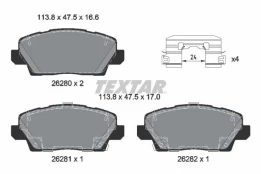 Stabdžių trinkelių rinkinys, diskinis stabdys TEXTAR 2628001 kaina