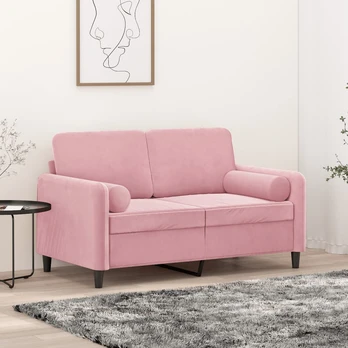 Sofa su pagalvėlėmis, aksomas : Dydis - 120 cm, Spalva - Rožinė