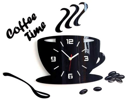 Sieninis laikrodis Coffee time, juodas