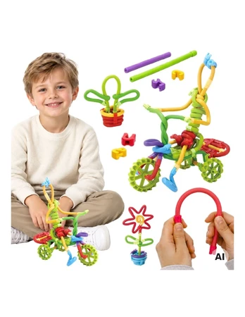 WOOPIE 3D Construction Blocks Straws Sticks Tubes Creative Set 85 EL