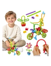 WOOPIE 3D Construction Blocks Straws Sticks Tubes Creative Set 85 EL kaina