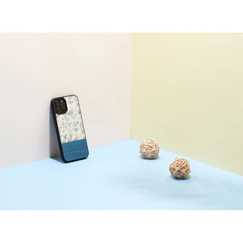 Telefono dėklas Man&Wood Case for iPhone 12 Pro Max Blue Flower, Apple iPhone 12 Pro Max, juoda