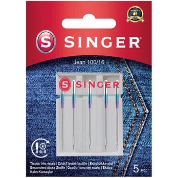 Siuvimo mašinos adatos Singer Denim 100/16 5PK