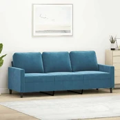 Trivietė sofa, mėlynos spalvos, 180cm, aksomas kaina