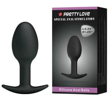 PRETTY LOVE - Silikoninis analinis kaištis 6.5 cm juodas