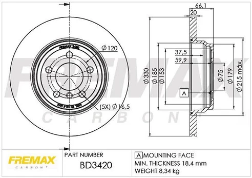 Stabdžių diskas FREMAX BD-3420