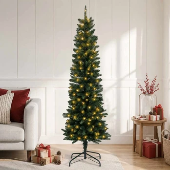 Dirbtinis lieknas Kalėdų medis 150 cm 150 LED Šilta balta PVC