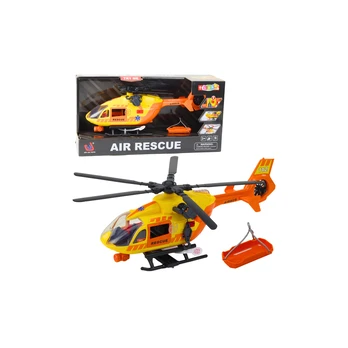 Lean Toys Rescue Helicopter Hook Stretcher Lights Sounds Oranžinis 1:12