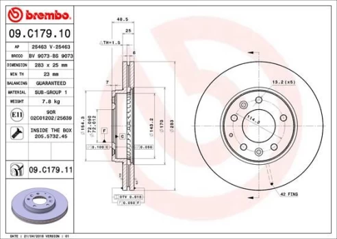 BREMBO 09.C179.11 Brake Disc