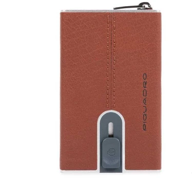 Piquadro, Juodas Square, Leather Card Holder, Square Sliding System, Brown, Unisex