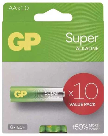 Bateria alkaliczna, AA, 1.5V, GP, Folia, 10-pack, SUPER
