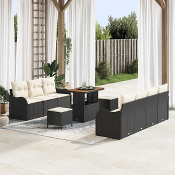 Sodo sofa rinkinys 6 dalių Juoda ir kreminė balta