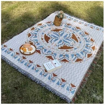 BOHO antklodė, pinta dvipusė lovatiesė su kutais 130x180cm KOC15WZ3