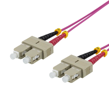 Ooptinis kabelis DELTACO, 2m, SC-SC Duplex, 50/125, pink / SCSC-72