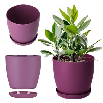 Vazonas su padėklu 16 cm, violetinis